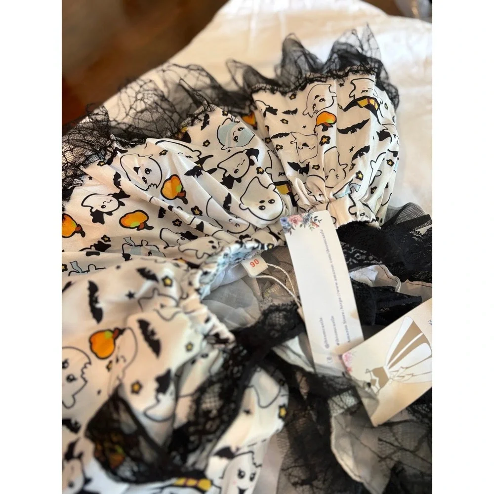 NEW infant girls Halloween black and white ghost tutu dress size 18-24 months.